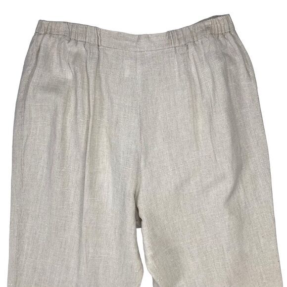 Harve Benard Linen Pants Women 1X Tan Wide Leg Lightweight Comfy Cropped Trouser - Picture 6 of 13